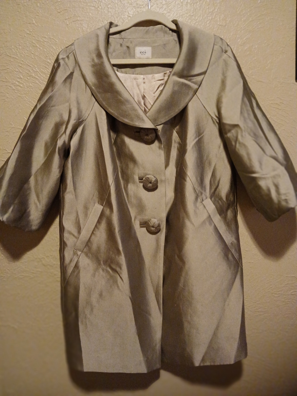 ECI Silver Satin Short Trench Coat